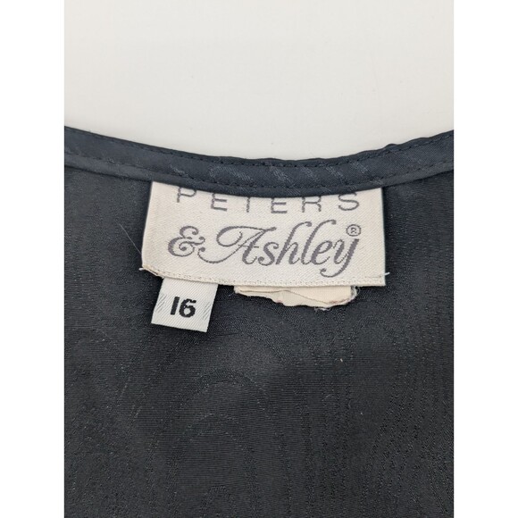 Peters & Ashley Vintage Black Swirl Print Satin Puffy Button Up Blouse Size M/L - Picture 3 of 10